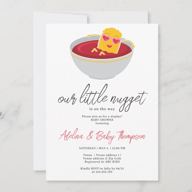 Cute Little Nugget Chicken Nugget Girl Baby Shower Invitation (Front)