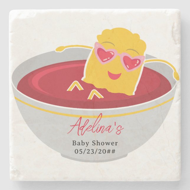 Cute Little Nugget Chicken Nugget Girl Baby Shower Stone Coaster (Front)