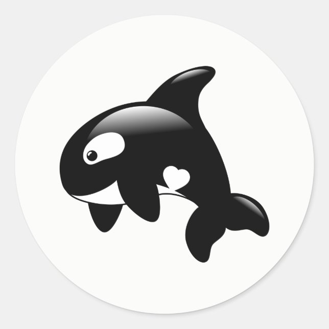 Cute Little Orca Classic Round Sticker (Front)