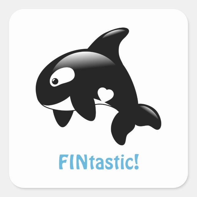 Cute Little Orca FINtastic (Fantastic) Square Sticker (Front)