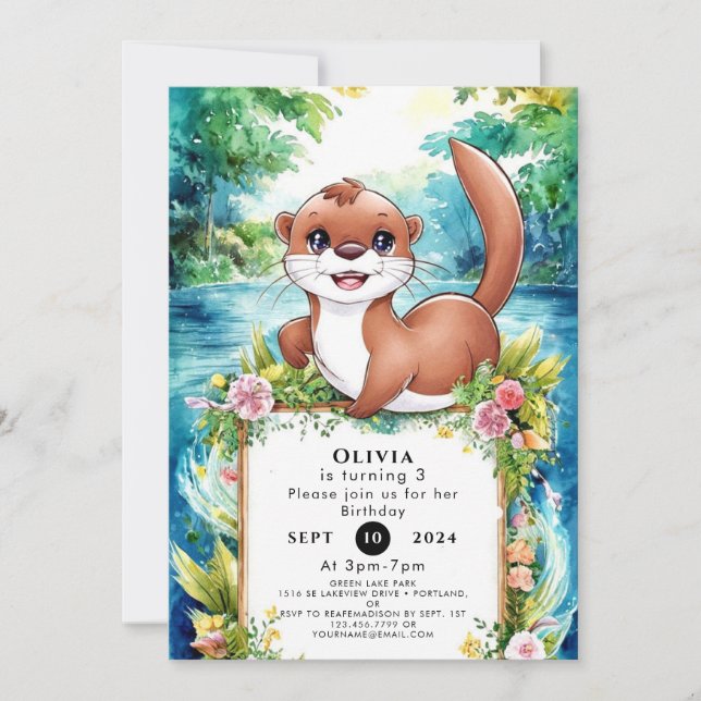 Cute Little Otter Birthday Invitation (Front)