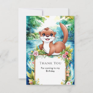 Cute Little Otter Birthday Thank You Card