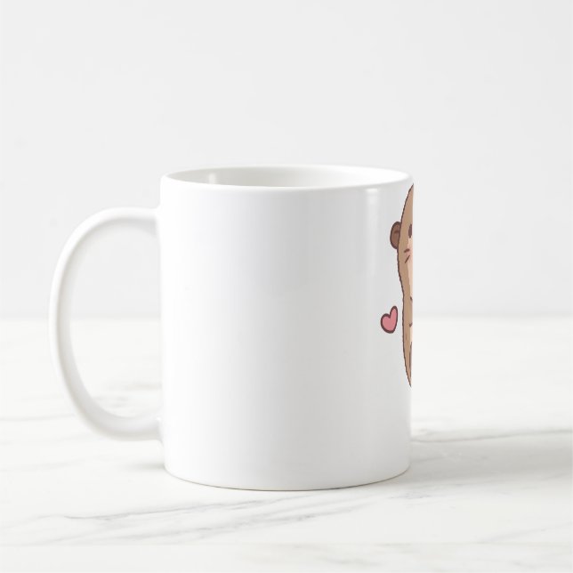 Cute Little Otter Loves Bubble Tea Coffee Mug (Left)