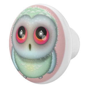 Cute Little Owl Illustration Ceramic Knob