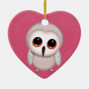 Cute Little Owl Illustration Ceramic Ornament
