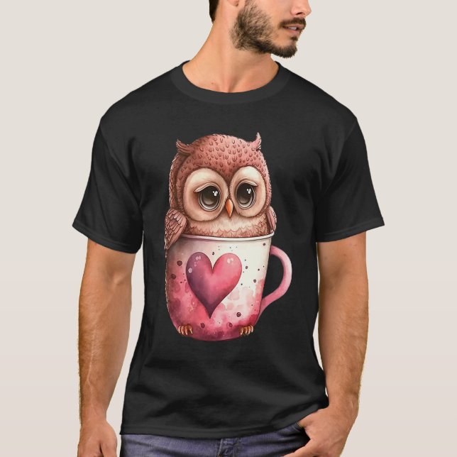 Cute Little Owl Valetines Animal Love  8 T-Shirt (Front)