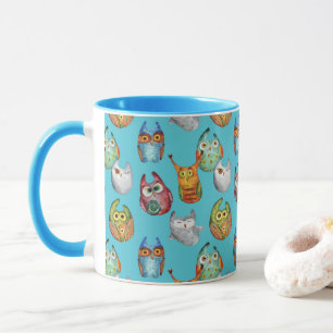 Cute little owls all-over design mug
