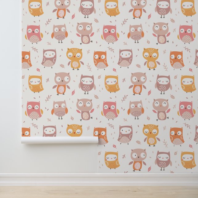 Cute Little Owls in muted colours Wallpaper (Application)