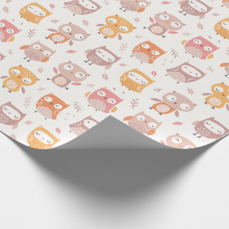 Cute Little Owls in muted colours Wrapping Paper