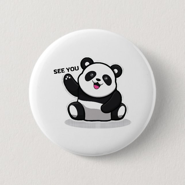 cute little panda 2 inch round button (Front)