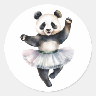 Cute little panda ballerina dancing ballet classic round sticker
