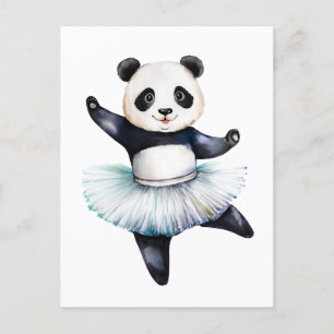 Cute little panda ballerina dancing ballet holiday postcard