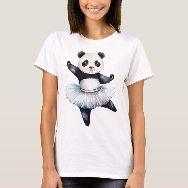Cute little panda ballerina dancing ballet T-Shirt (Front)