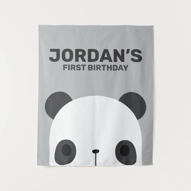 Cute Little Panda Bear Birthday Tapestry (Front)