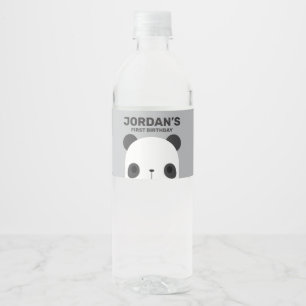 Cute Little Panda Bear Birthday Water Bottle Label