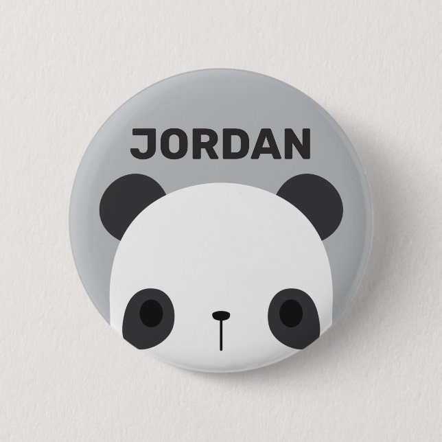 Cute Little Panda Bear with Personalized Name 2 Inch Round Button (Front)