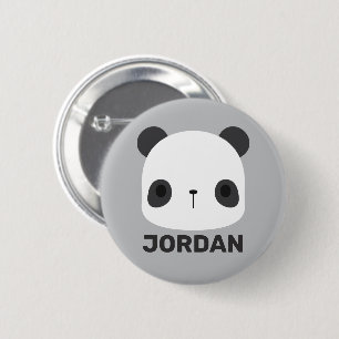 Cute Little Panda Bear with Personalized Name 2 Inch Round Button