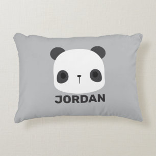 Cute Little Panda Bear with Personalized Name Accent Pillow