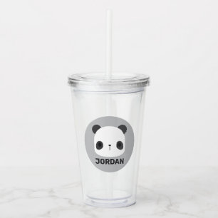 Cute Little Panda Bear with Personalized Name Acrylic Tumbler