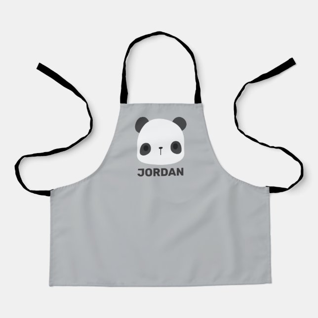 Cute Little Panda Bear with Personalized Name Apron (Front)