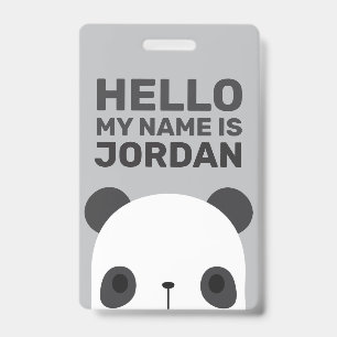 Cute Little Panda Bear with Personalized Name Badge