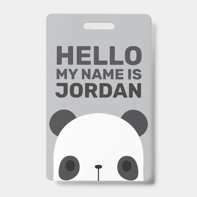 Cute Little Panda Bear with Personalized Name Badge (Front)