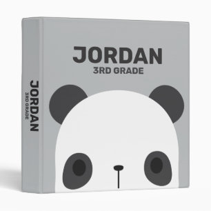 Cute Little Panda Bear with Personalized Name Binder