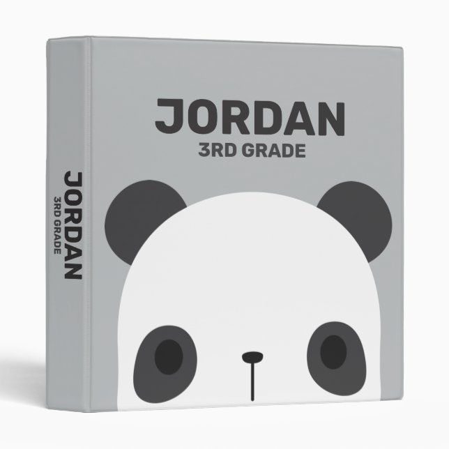 Cute Little Panda Bear with Personalized Name Binder (Front/Spine)