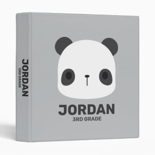 Cute Little Panda Bear with Personalized Name Binder