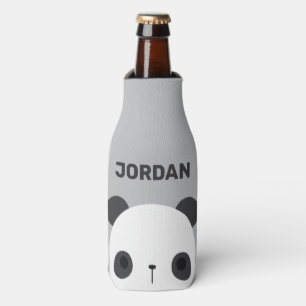 Cute Little Panda Bear with Personalized Name Bottle Cooler