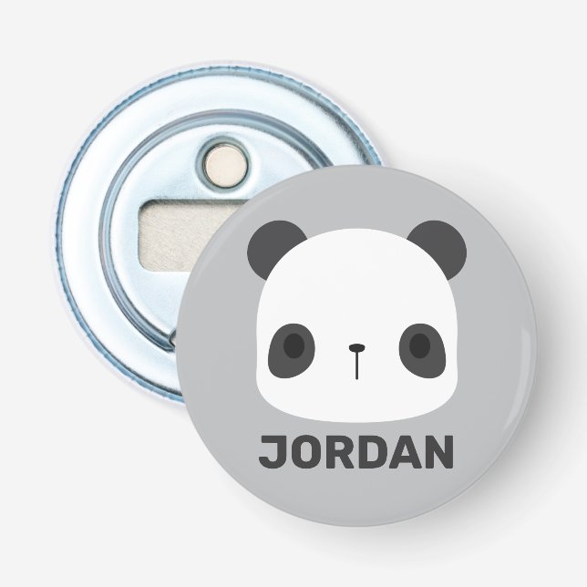 Cute Little Panda Bear with Personalized Name Bottle Opener (Front)