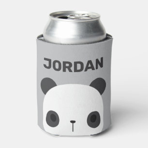 Cute Little Panda Bear with Personalized Name Can Cooler