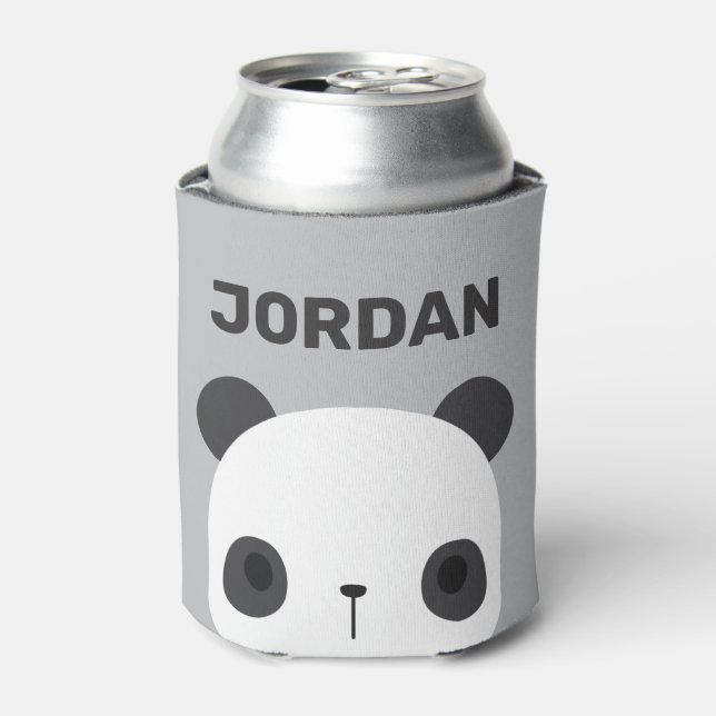 Cute Little Panda Bear with Personalized Name Can Cooler (Can Front)