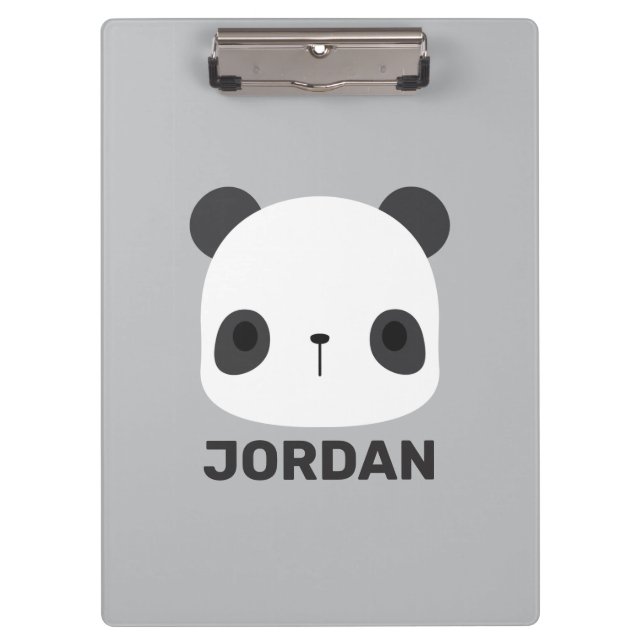 Cute Little Panda Bear with Personalized Name Clipboard (Front)