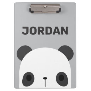 Cute Little Panda Bear with Personalized Name Clipboard