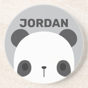 Cute Little Panda Bear with Personalized Name Coaster