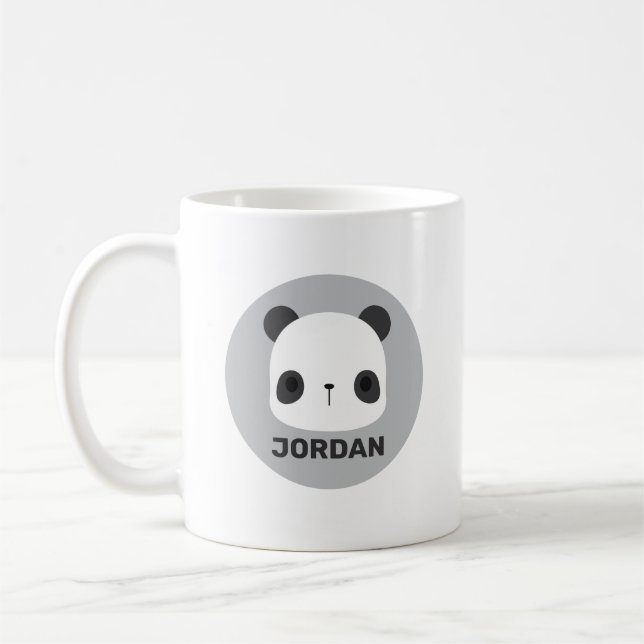 Cute Little Panda Bear with Personalized Name Coffee Mug (Left)