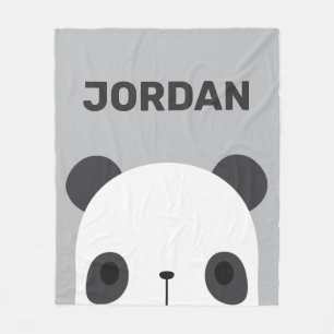Cute Little Panda Bear with Personalized Name Fleece Blanket