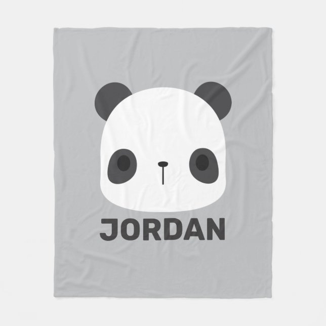 Cute Little Panda Bear with Personalized Name Fleece Blanket (Front)
