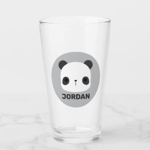 Cute Little Panda Bear with Personalized Name Glass
