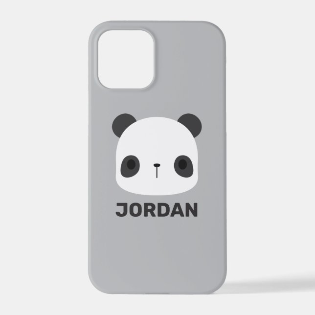 Cute Little Panda Bear with Personalized Name iPhone Case (Back)