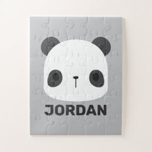 Cute Little Panda Bear with Personalized Name Jigsaw Puzzle