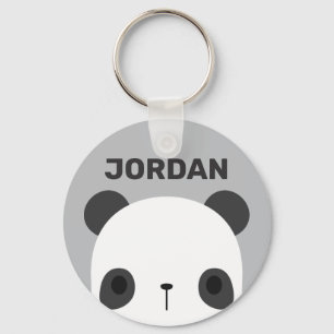 Cute Little Panda Bear with Personalized Name Keychain