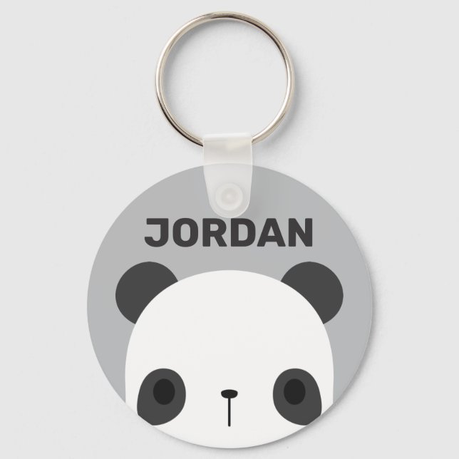 Cute Little Panda Bear with Personalized Name Keychain (Front)