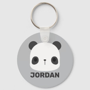 Cute Little Panda Bear with Personalized Name Keychain