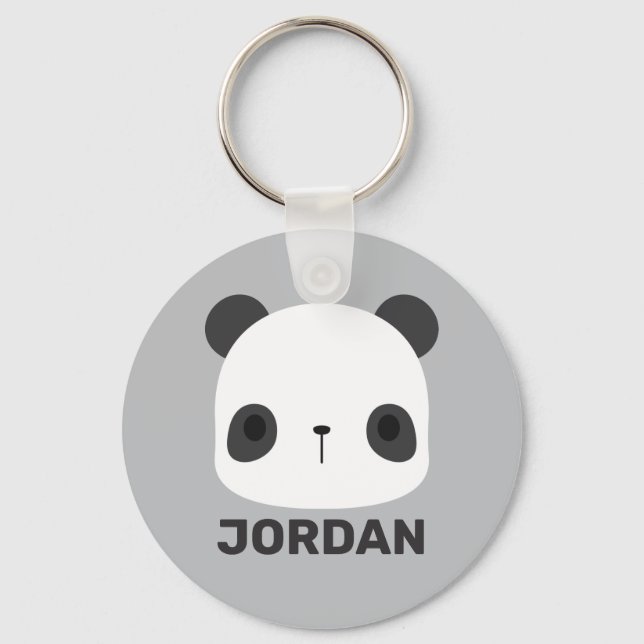 Cute Little Panda Bear with Personalized Name Keychain (Front)