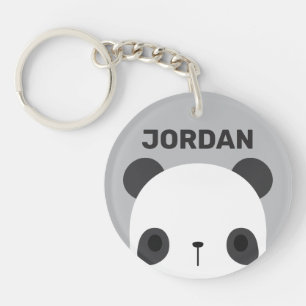 Cute Little Panda Bear with Personalized Name Keychain