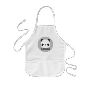 Cute Little Panda Bear with Personalized Name Kids Apron