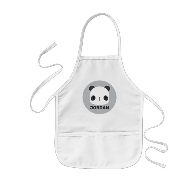 Cute Little Panda Bear with Personalized Name Kids Apron (Front)
