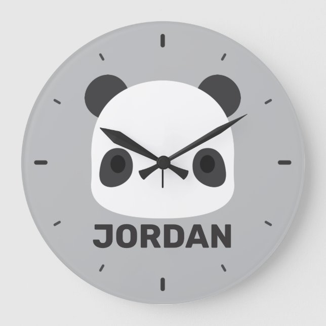 Cute Little Panda Bear with Personalized Name Large Clock (Front)
